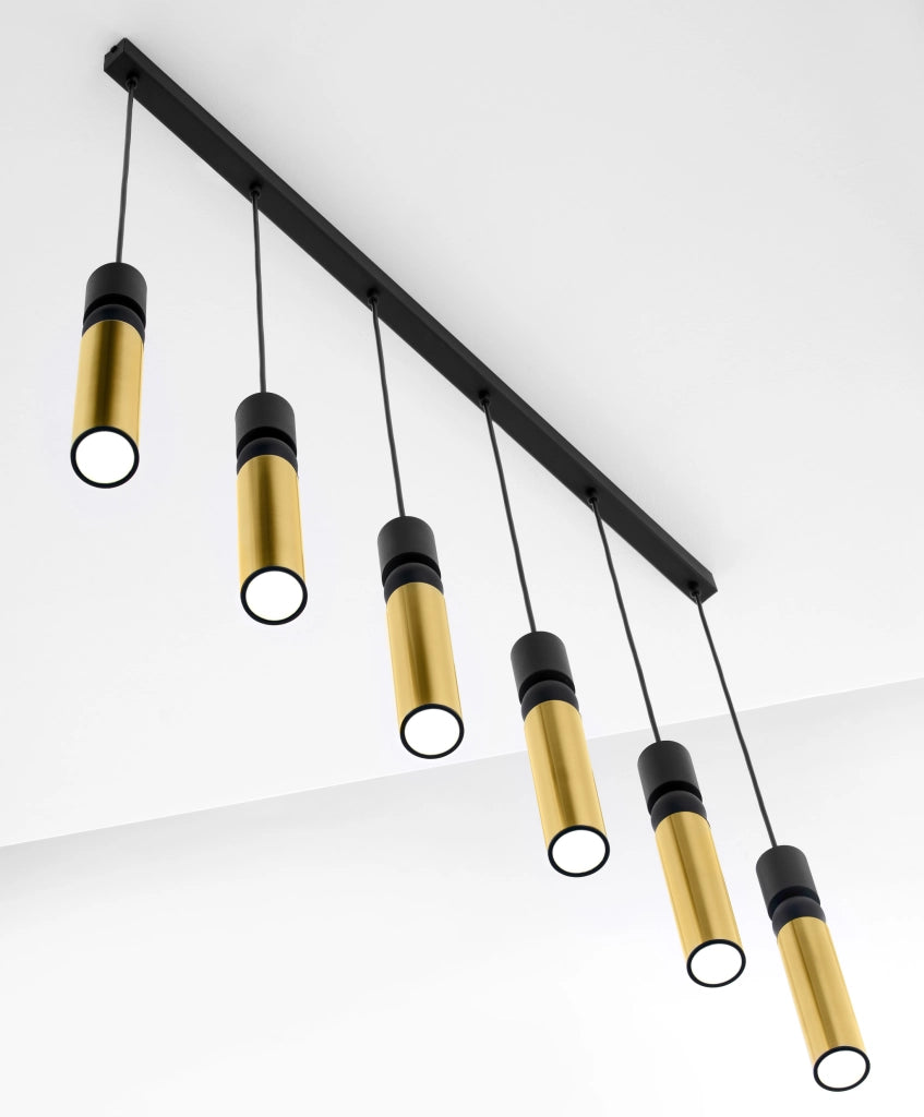 Lampada sospensione ALAS Jupiter 90cm nero-oro 6xGU10