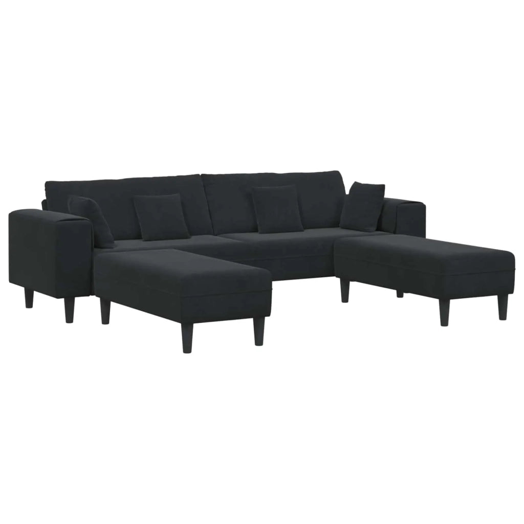 Divano 3 pcs Nero 250 x 188 x 76 cm Velluto 3335177