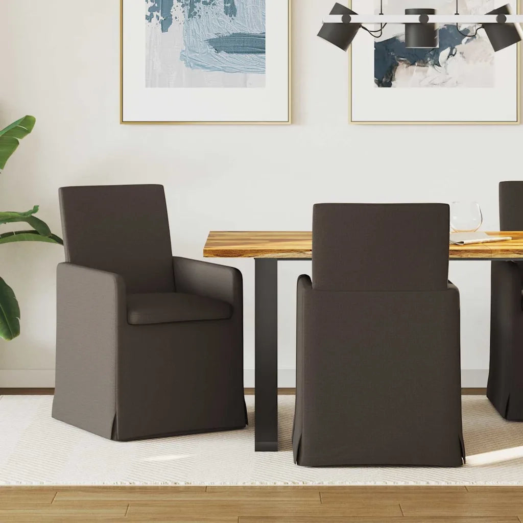 Sedie da pranzo 2 pcs Grigio scuro 57 x 67 x 95 cm Tela 42017902