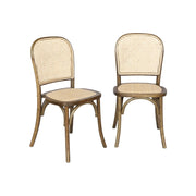 Set di 2 sedie vintage in legno e rattan, marrone