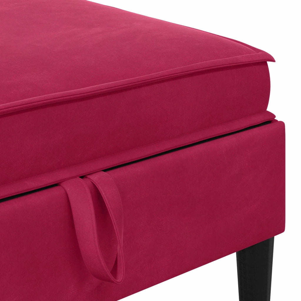 Pouf con Storage Rosso Vino Velluto