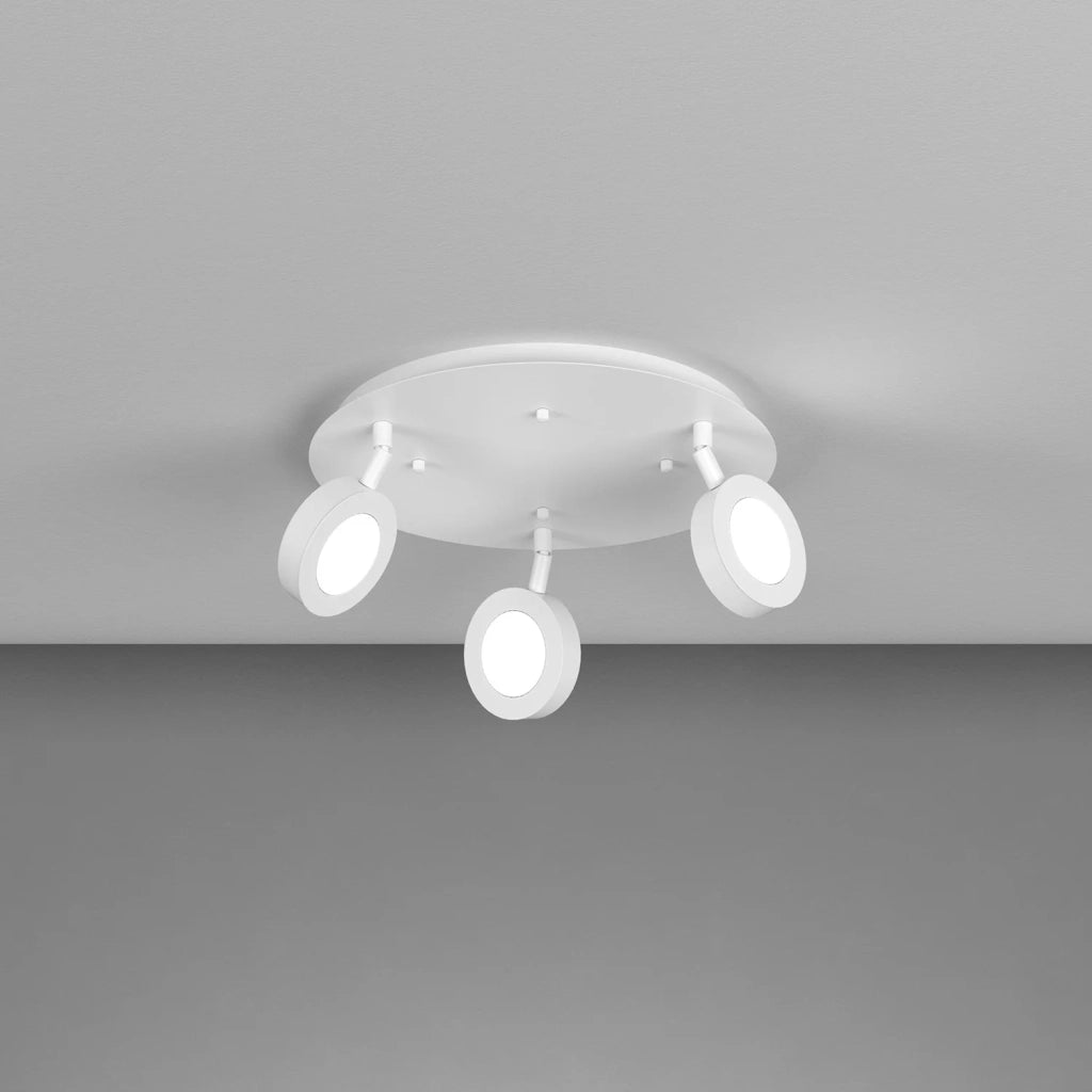 Plafoniera Industrial-Minimal Tonda Ryan Metallo Bianco 3 Luci Gx53