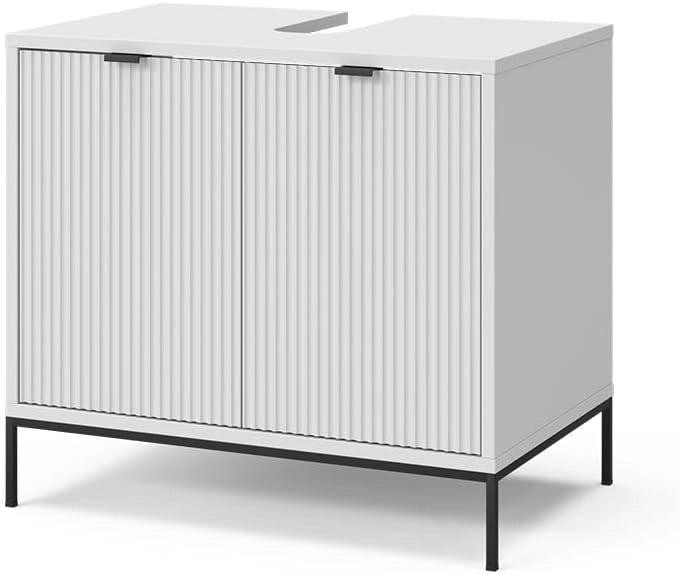 Mobiletto Eliza, Bianco, 70 x 63 cm con 2 porte, per la conservazione di articoli da bagno e prodotti per la cura personale