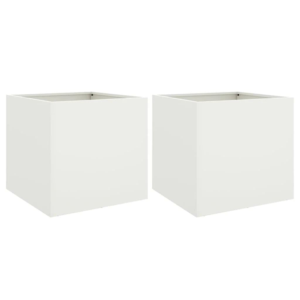 Fioriera rialzata per piante fiori giardino terrazze set da 2 42 x 40 x 39 cm acciaio bianco 02_0038975