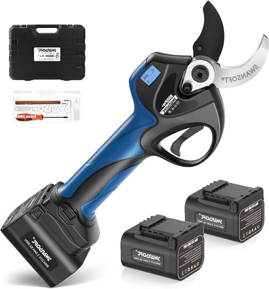 40 mm accu-scepo con cavo di estensione, 2 x 4 Ah batterie - cesoio elettrico professionale per viti e arbusti, 12 ore di autonomia