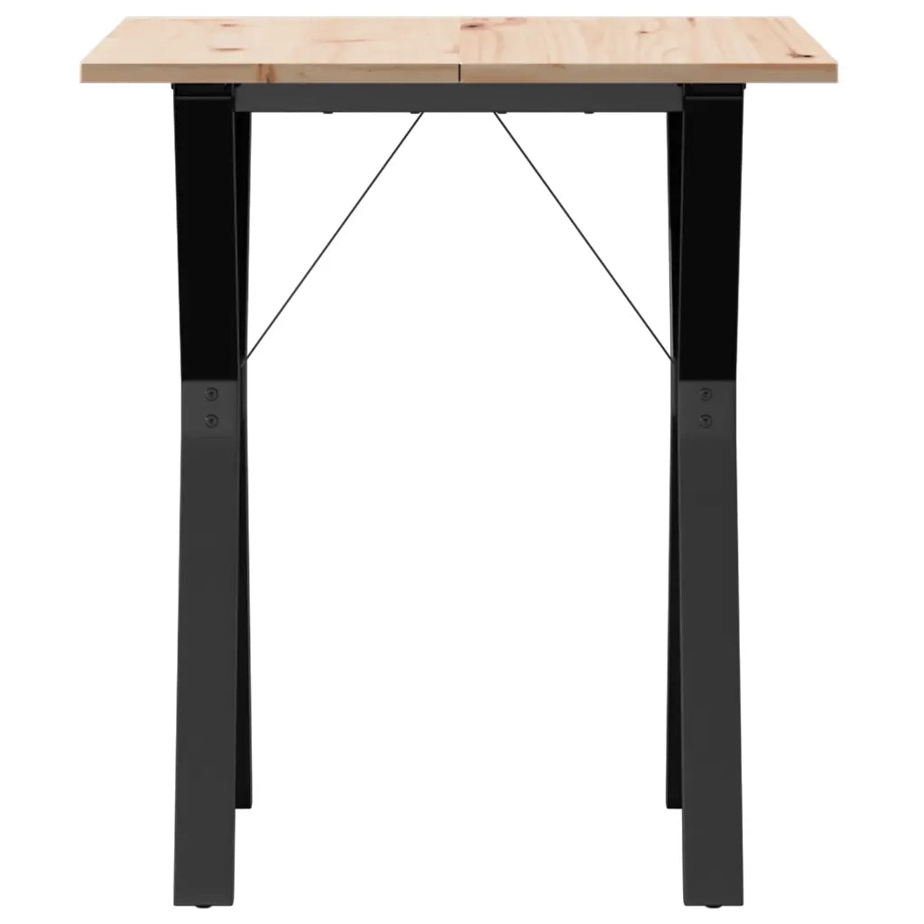 Tavolo da Pranzo Telaio a Y 70x70x75 cm Legno Pino e Acciaio