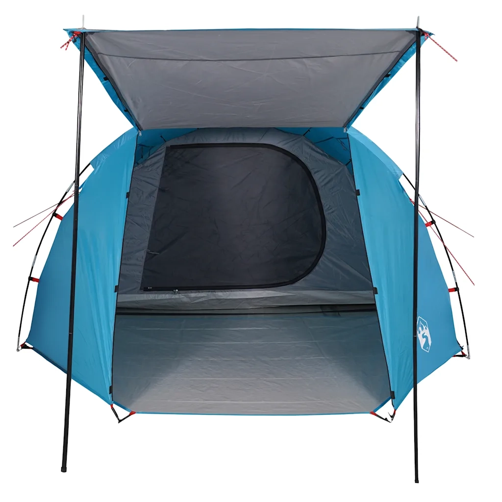 Tenda da Campeggio a Tunnel per 4 Persone Blu Impermeabile
