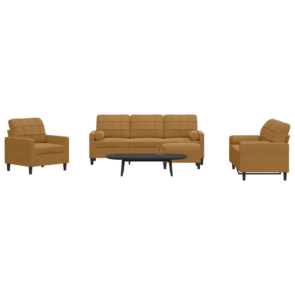 vidaXL Set di Divani 4 pz con Cuscini e Rinforzi Marrone in Velluto