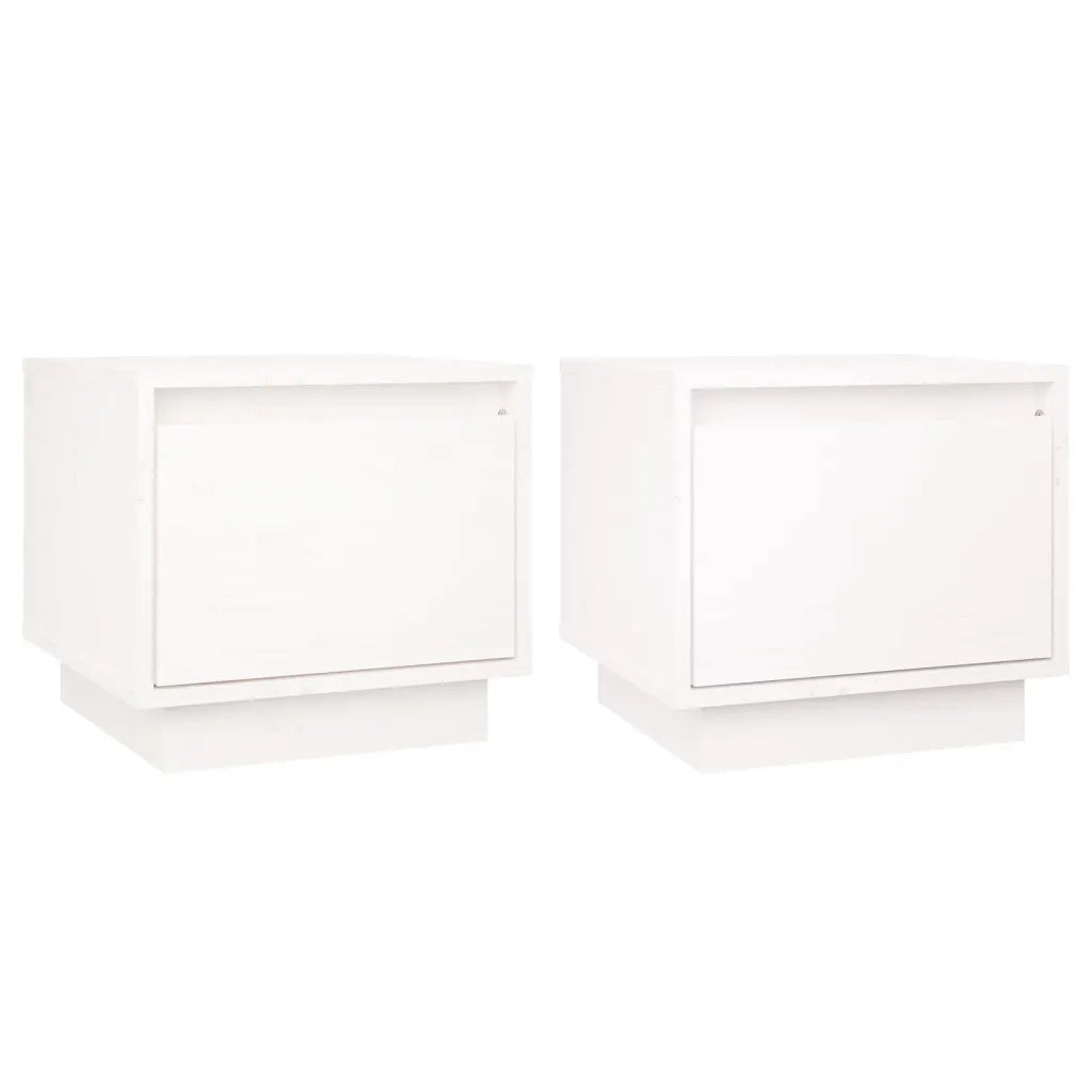 Comodini 2 pz Bianchi 35x34x32 cm in Legno Massello di Pino cod mxl 30786