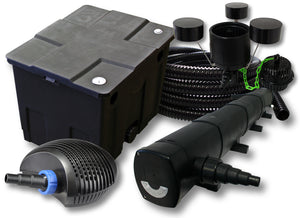 Set laghetti filtro 12000l chiarificatore 72W pompa 40W tubo 25m skimmer