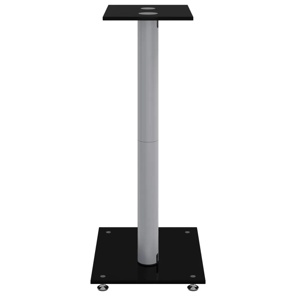 Pedane Casse 2 pz Nero Argento Vetro Temperato Design 2 Pilastri CFW8378704