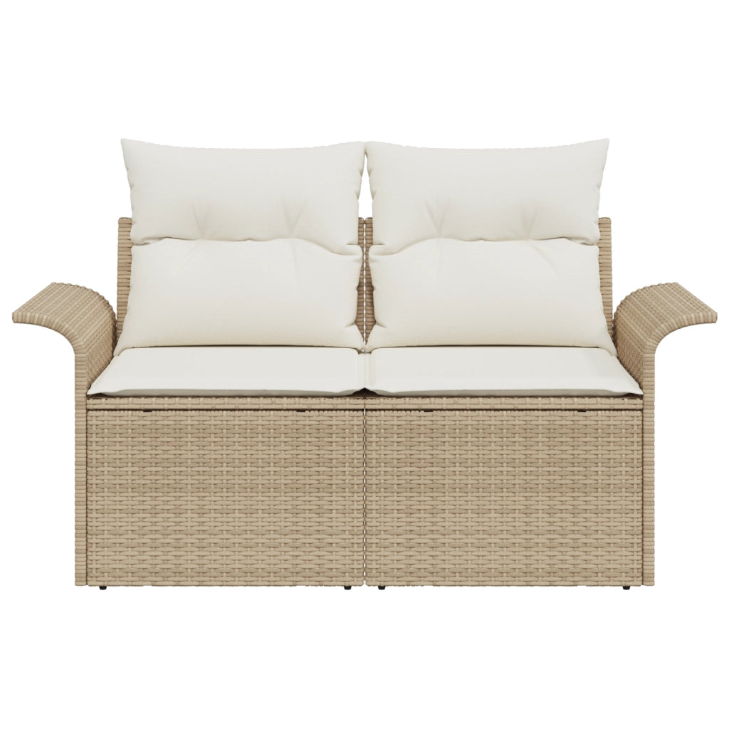 Divano da Giardino a 2 Posti con Cuscini Beige in Polyrattan