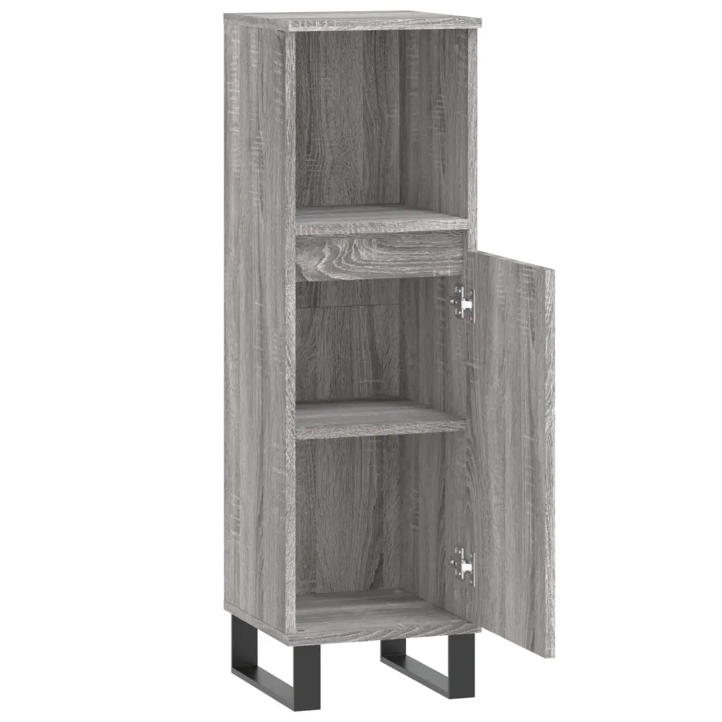 Mobiletto da bagno Sonoma grigio 30 x 30 x 100 cm con ampio spazio contenitivo stile industriale in legno Sonoma grigio 02_0049011