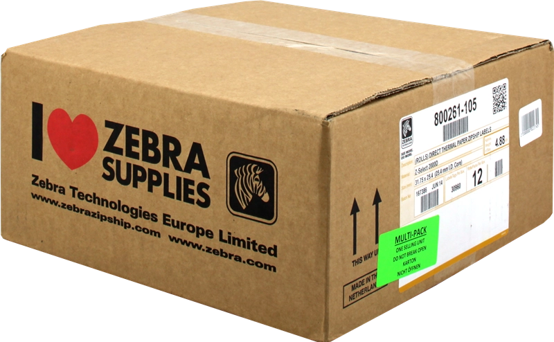 ORIGINAL Zebra Etichette Bianco 800261-105 12PCK Z -Select 12 Rotoli, termo, 2000D, 31,75x25,4 mm, 2580 Et./Rotolo