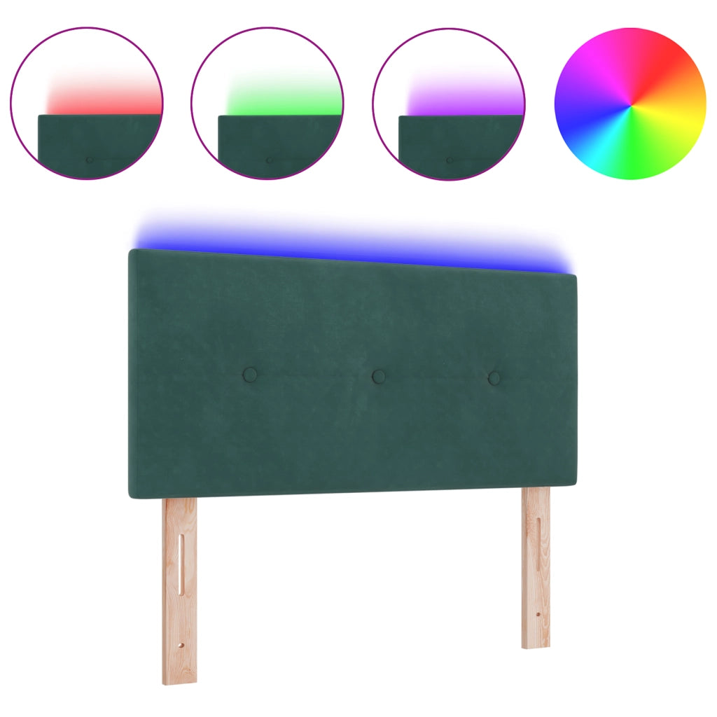 Testiera LED  Button Tufted Verde Scuro 80 cm Velluto