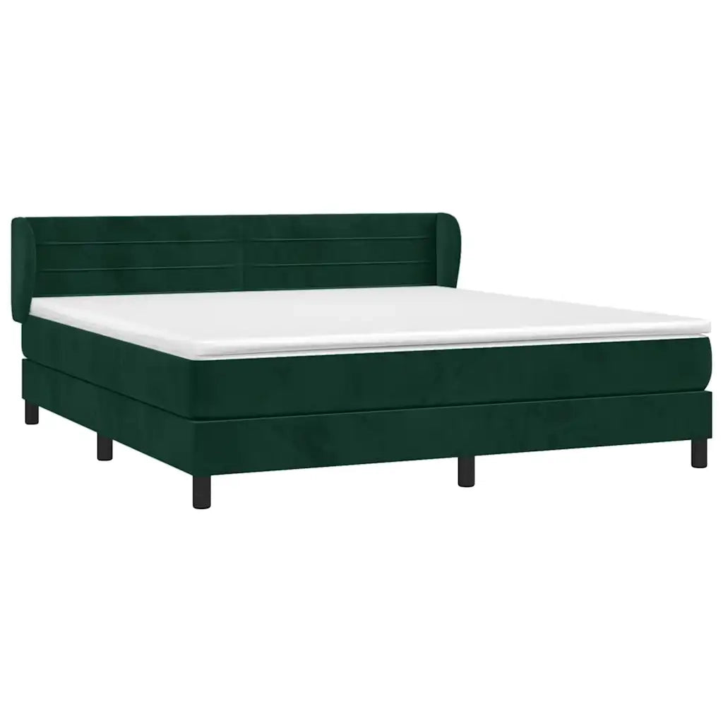 Giroletto a Molle con Materasso Verde Scuro 180x200 cm Velluto
