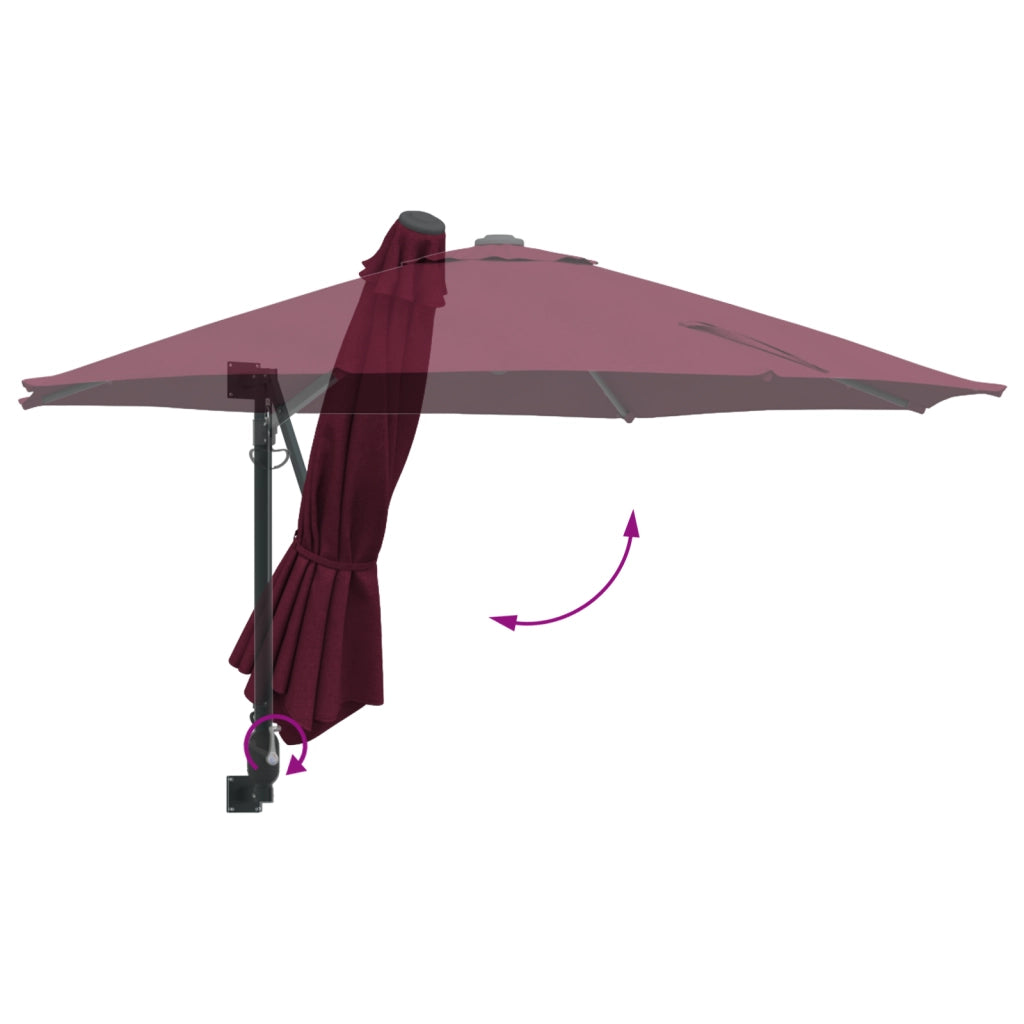 Ombrellone da patio Rosso Bordeaux Poliestere Grande Pieghevole
