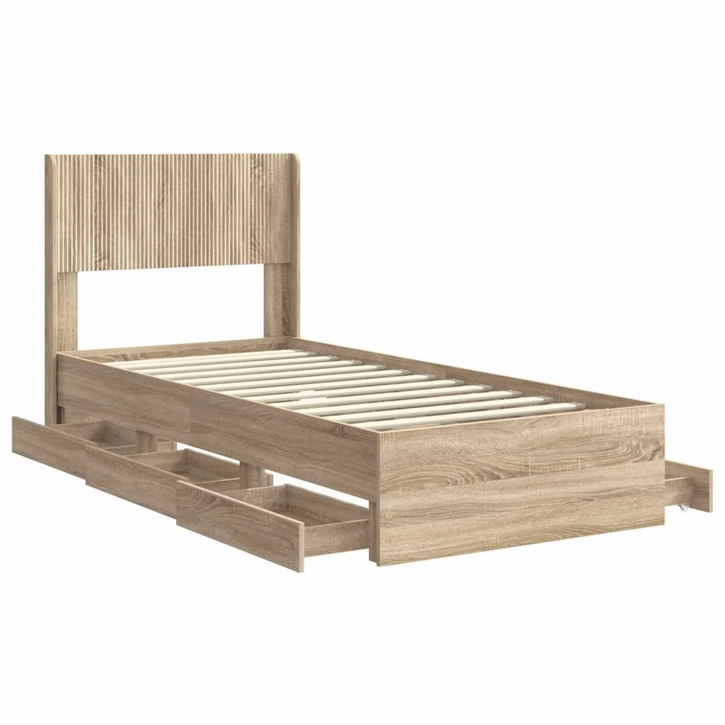 Struttura del letto con stoccaggio e testata Rovere Sonoma 3414349