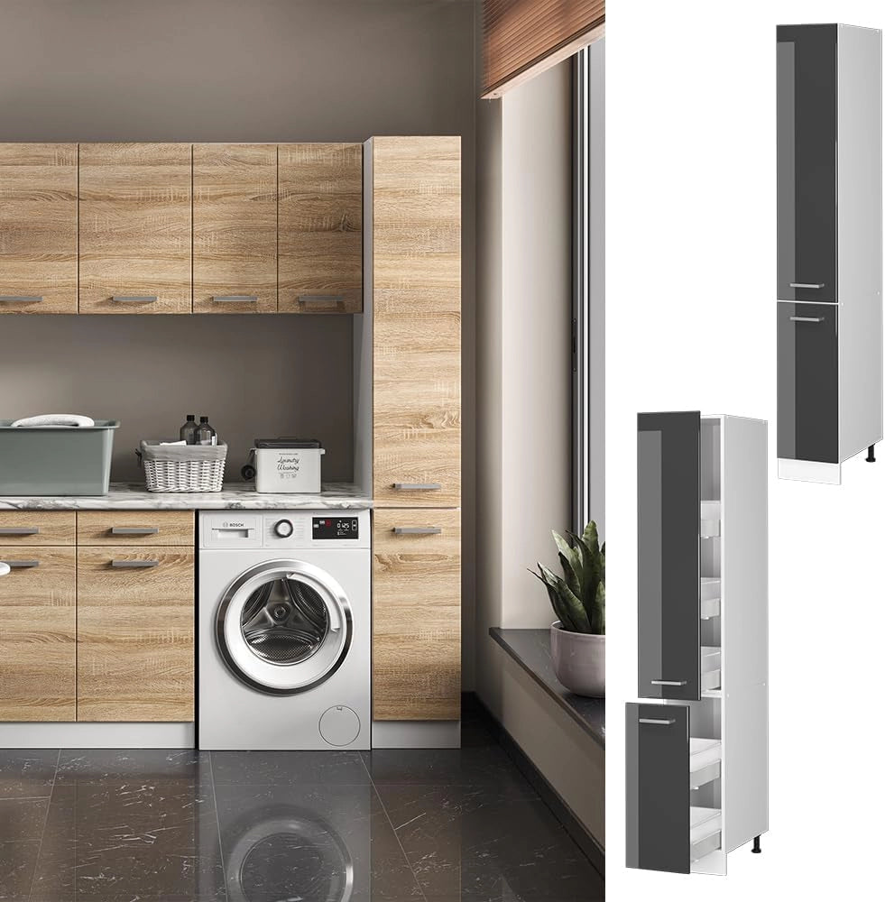 Dispensa universale R-Line, Antracite lucido, 30 cm con porte, per la conservazione di utensili domestici e per hobby