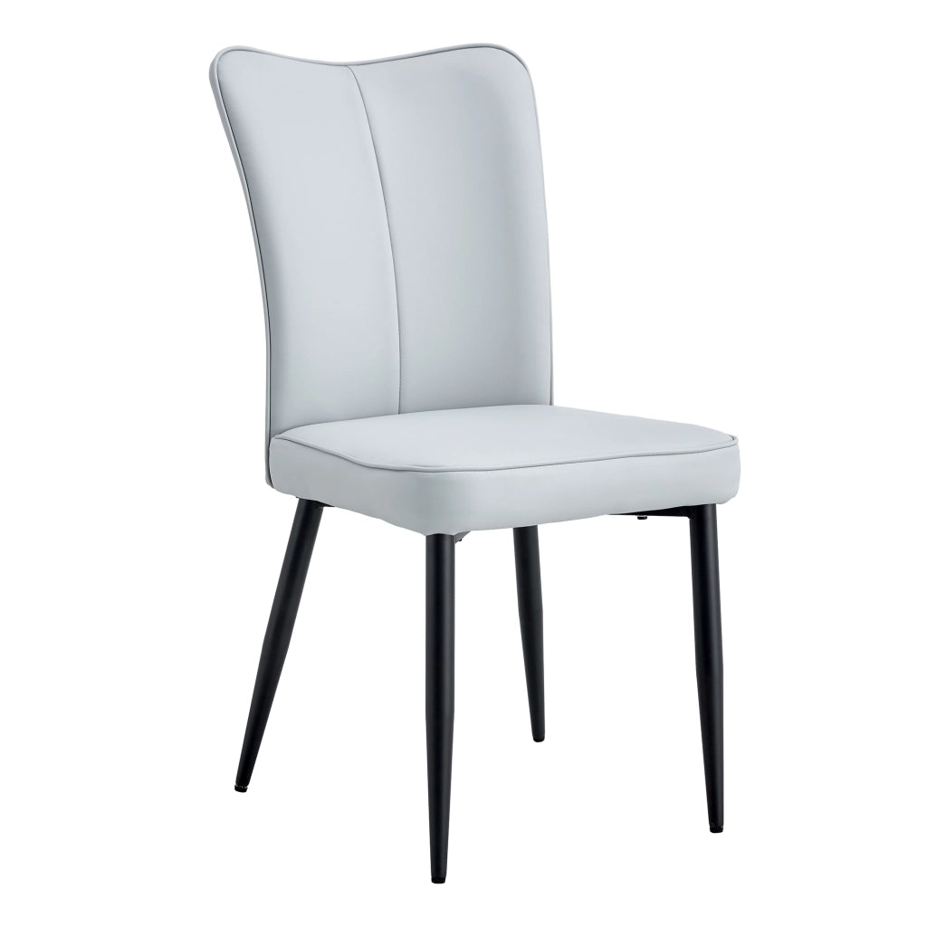 Set 2 Sedie da Pranzo Moderne ¨C MINIMAL ¨C Seduta Imbottita Similpelle Grigio Chiaro, Gambe in Metallo Nero