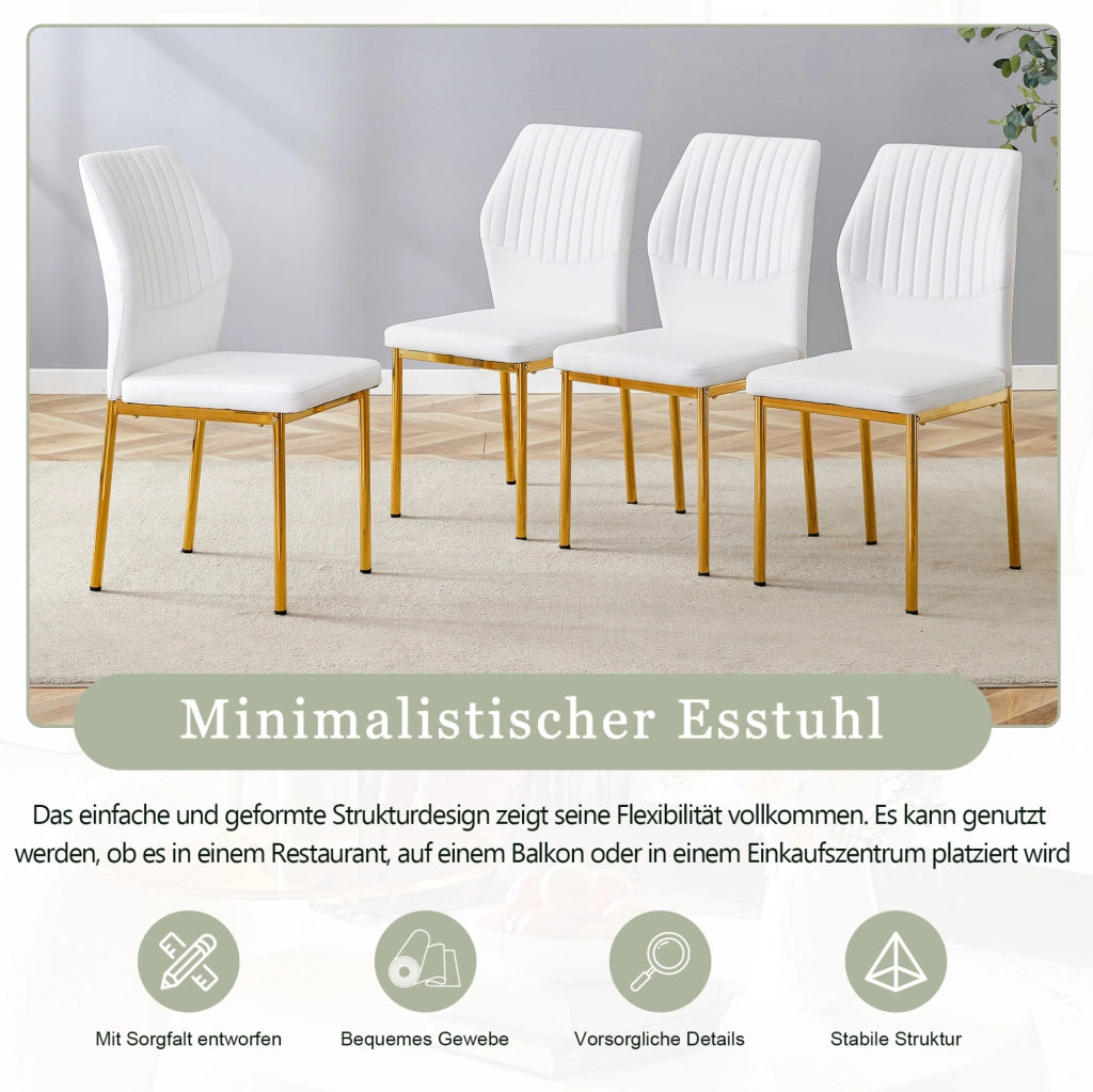 Set di 4 sedie da pranzo bianche e oro in PU