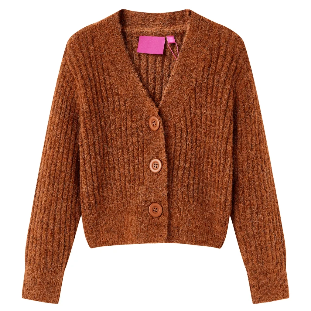 Cardigan da Bambina Lavorato a Mano Cognac 104