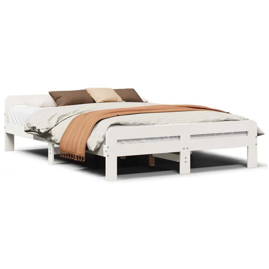 Letto matrimoniale | Letto per adulti | Letto senza Materasso Bianco 140x190 cm Legno Massello di Pino