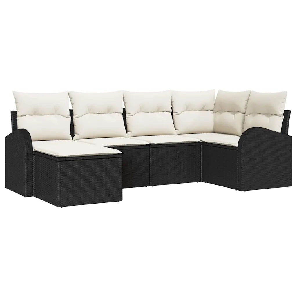 Set Divano da Giardino 6 pcs Nero polyrattan 3346107