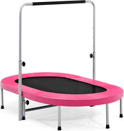 Trampolino Elastico da Interno ed Esterno, Tappetino Elastico Pieghevole per Adulti e Bambini con Maniglia Regolabile, Molle e Cuscinetto di Sicurezza, Trampolino Ovale per 2 Persone