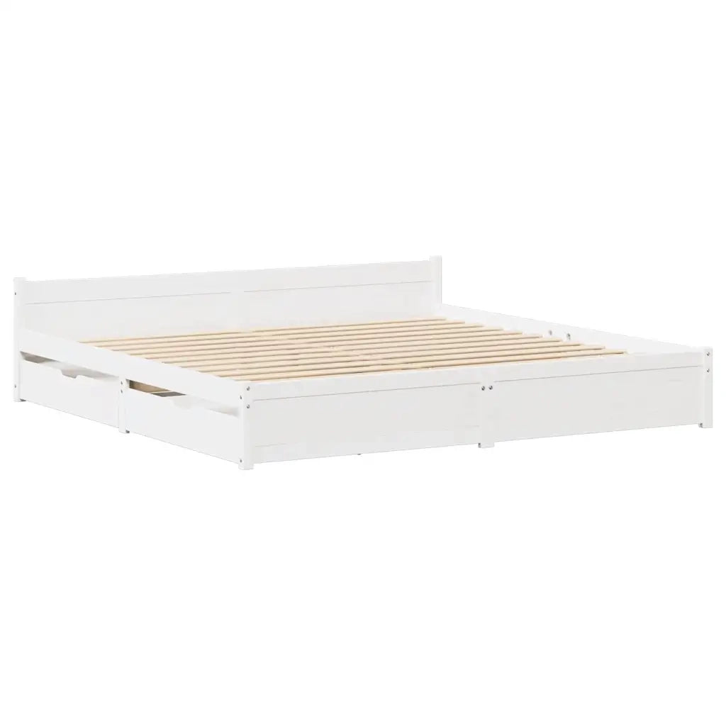 Letto matrimoniale | Letto per adulti | Letto senza Materasso Bianco 120x200 cm Legno Massello di Pino