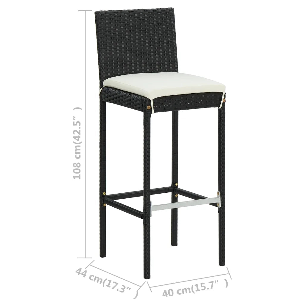 Set da Bar da Giardino 5 pz con Cuscini Nero cod mxl 42557