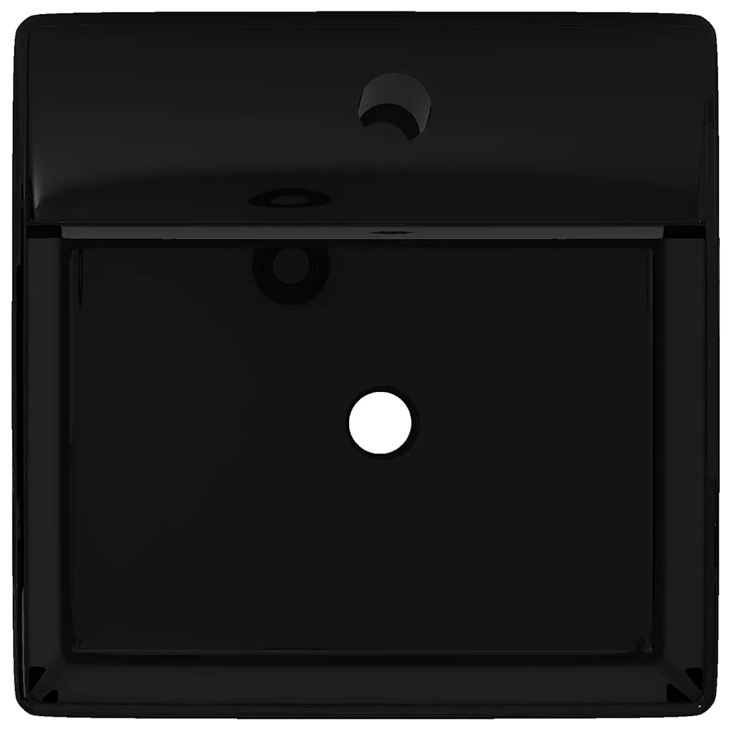 Lavandino in Ceramica Nera Quadrato con Foro Rubinetto/ Trabocco CFW1843128