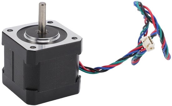 Motore a passo NEMA17 0,9° - Stecca in avanti - 2 Fasi - 0,35 Nm Coppia - 1,68 A Corrente - 350 mm Cavo - Materiale Inox - Motore a passo
