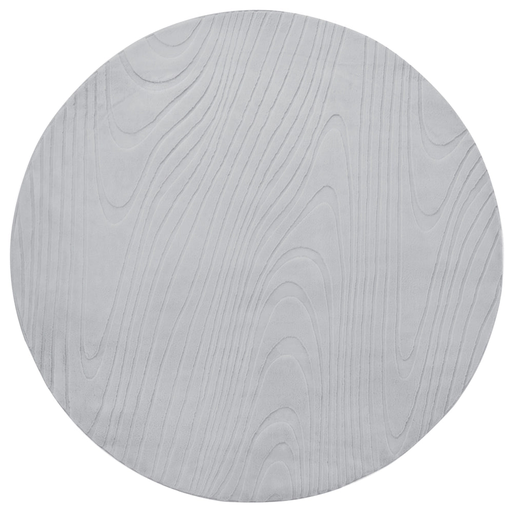 Tappeto in pelliccia sintetica di coniglio grigio chiaro in poliestere, 160 cm rotondo morbido, a pelo lungo, motivo geometrico