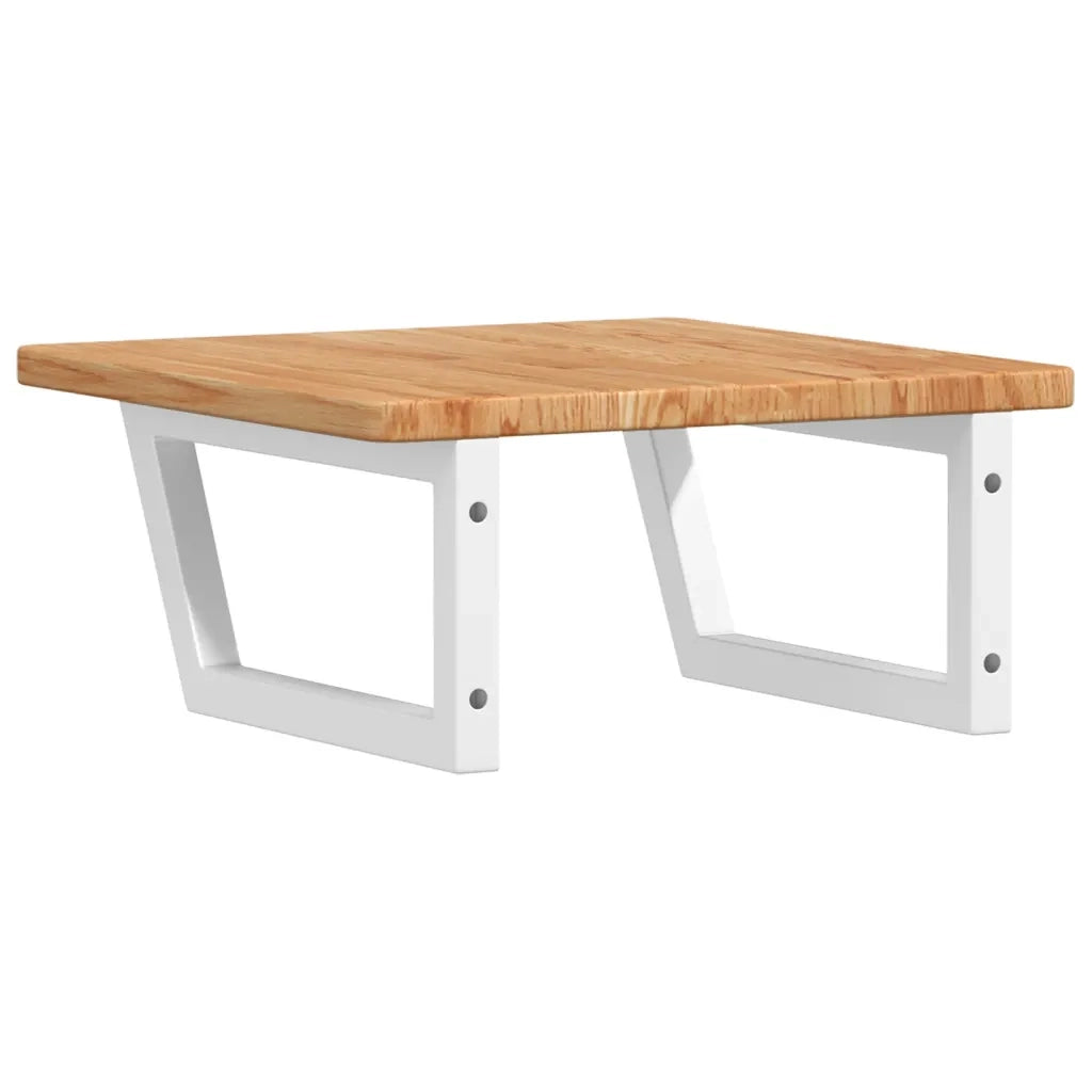 Ripiano a Parete per Lavabo-Mensole a Muro in Acciaio e Massello di Rovere 406546