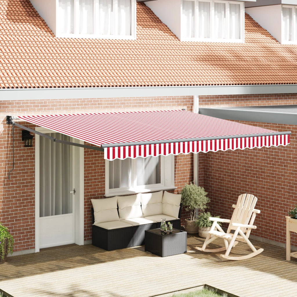 Ombrellone Retrattile Automatico Strisce Rosse e Bianche 400x300 cm
