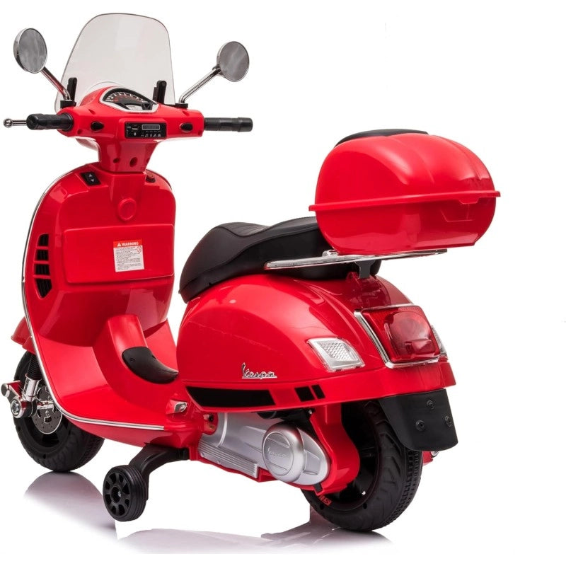 Moto Elettrica per Bambini Piaggio Vespa GTS SUPER 12V Full Optional con Bauletto Rosso