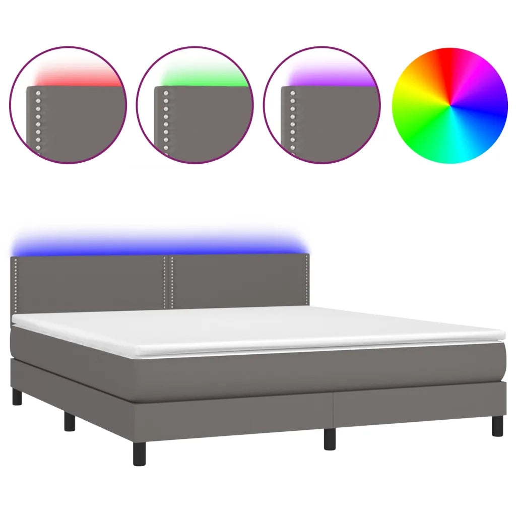 Giroletto Molle con Materasso e LED Grigio 180x200cm Similpelle 3134181