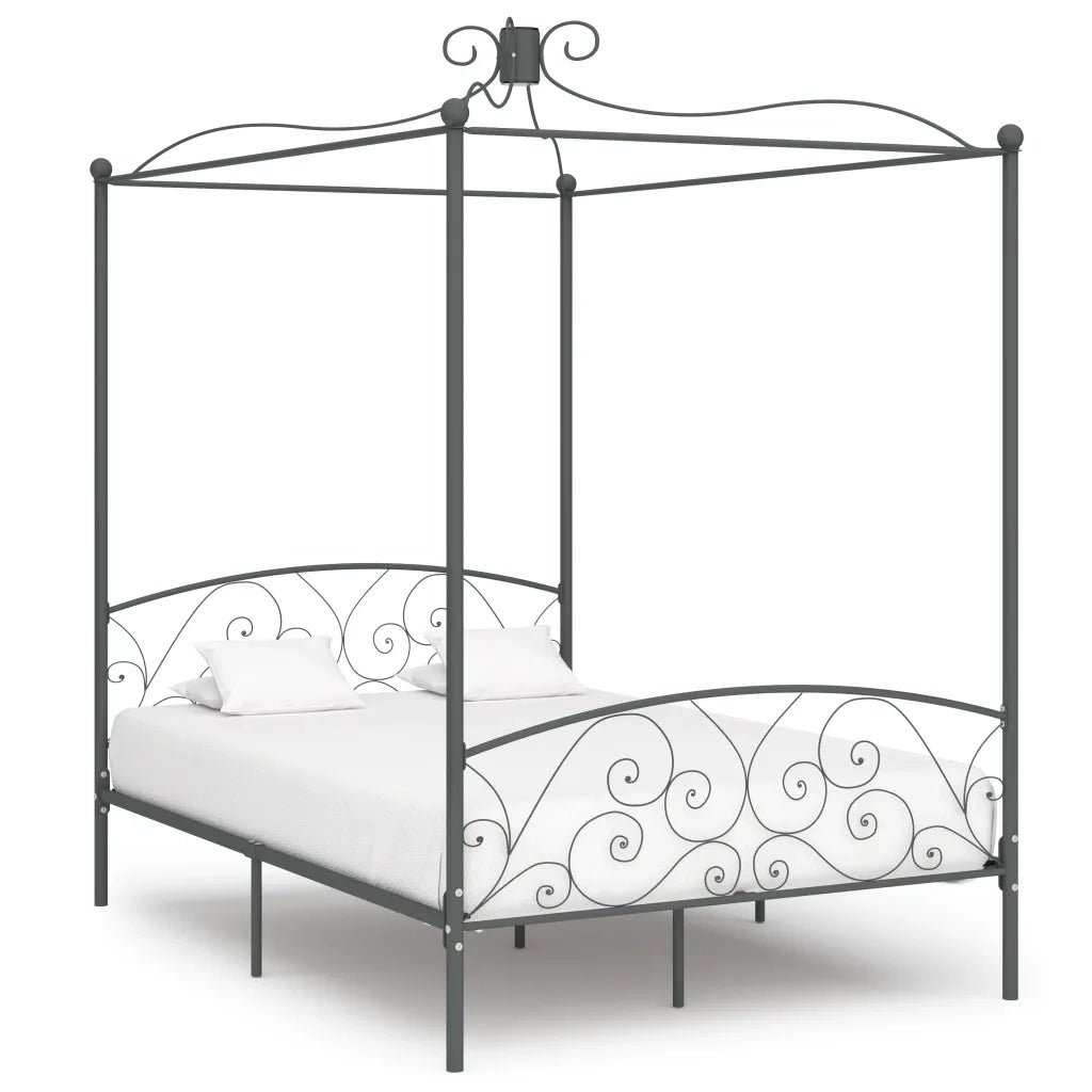 Letto a Baldacchino Grigio in Metallo 120x200 cm cod mxl 61964