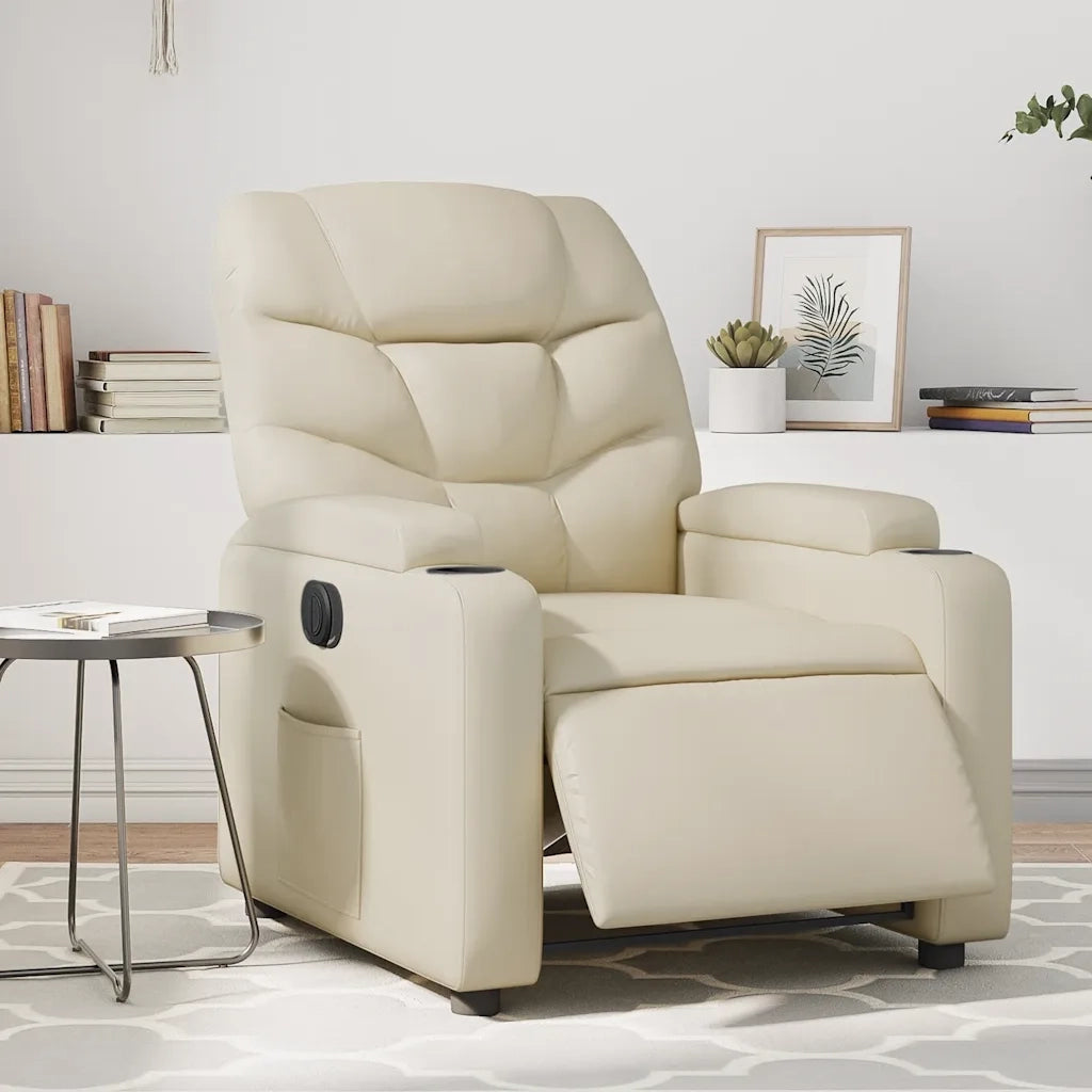 Divano Sedia-Poltrona Reclinabile Elettrica Crema in Similpelle 866153