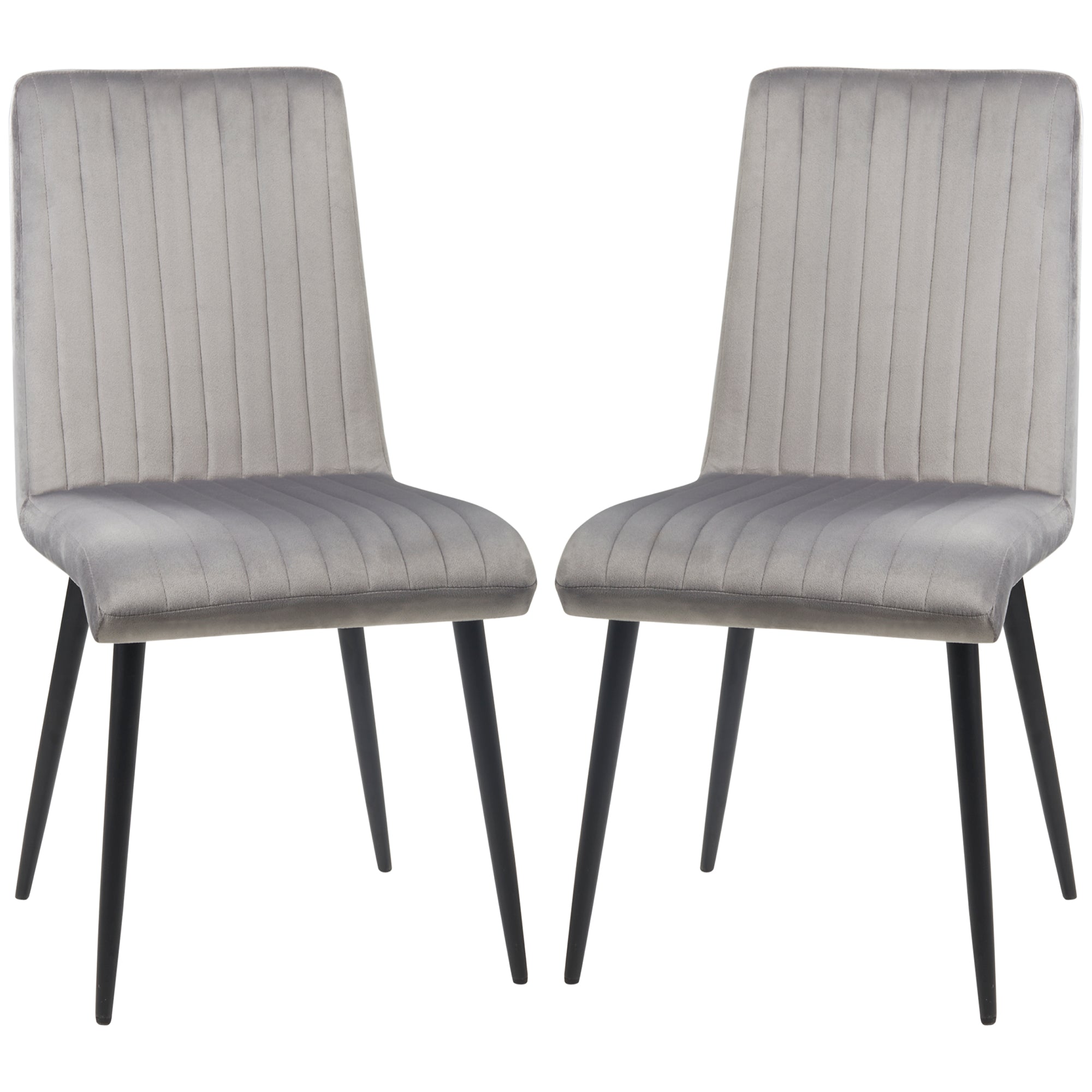 Set 2 Sedie Imbottite 43x58x90 cm in Tessuto Grigio e Nero