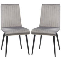 Set 2 Sedie Imbottite 43x58x90 cm in Tessuto Grigio e Nero