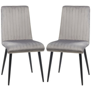 Set 2 Sedie Imbottite 43x58x90 cm in Tessuto Grigio e Nero