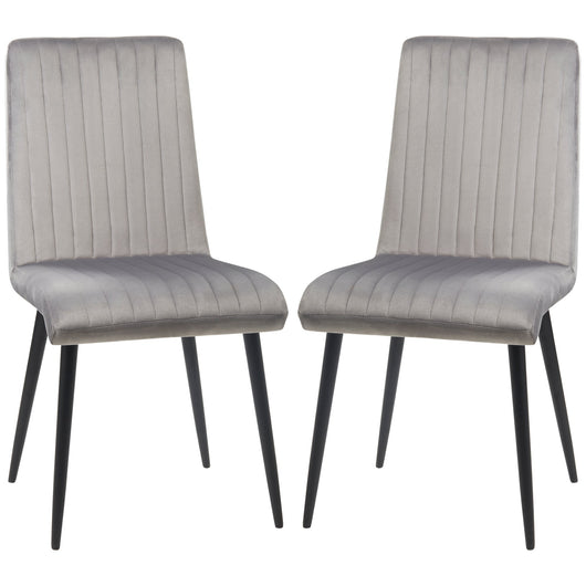 Set 2 Sedie Imbottite 43x58x90 cm in Tessuto Grigio e Nero