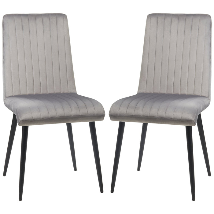 Set 2 Sedie Imbottite 43x58x90 cm in Tessuto Grigio e Nero