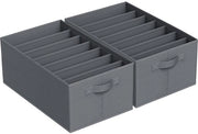 Organizzatore per abiti per armadio, sistema di organizzazione per abbigliamento, pantaloni, capi per neonati, maglie, intimo, sistema di organizzazione pieghevole per cassetti 7 compartimenti (set di 2 44x30x20 cm grigio)