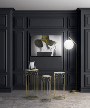 Porta Telefono Tunisi Tris Ø32x71-28x65-23x61 cm in Ferro e Vetro Oro