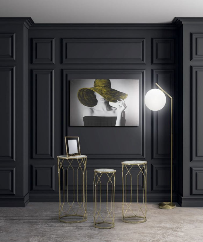 Porta Telefono Tunisi Tris Ø32x71-28x65-23x61 cm in Ferro e Vetro Oro