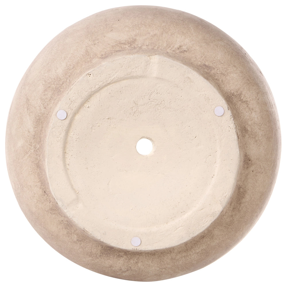 Vaso per Fiori Rotondo Beige in Fibra di Argilla Dipinto a Mano per Interni ed Esterni Stile Rustico
