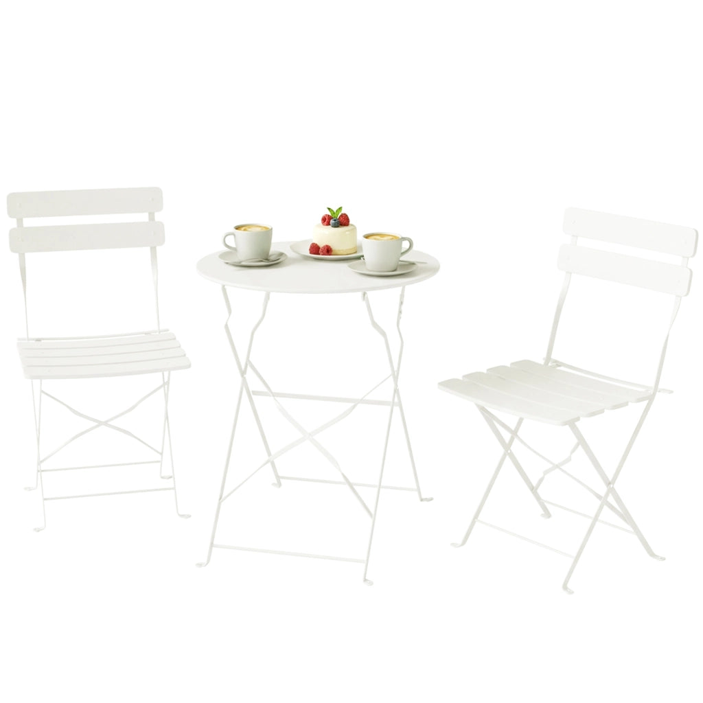 Set Tavolo e Sedie Pieghevoli da Esterno ¨C zephmum ¨C Grigio, Metallo, 80x80x75cm